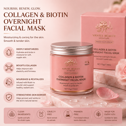 Vantel Beauty™ Collagen & Biotin Overnight Facial Mask